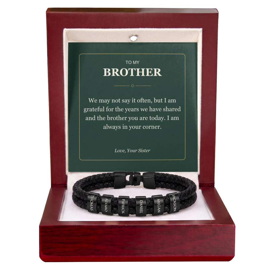 To My Brother, Always in Your Corner - Personalized Name Bracelet