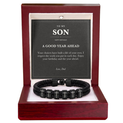 Load image into Gallery viewer, To My Son Birthday Name Bracelet from Dad - A Good Year Ahead

