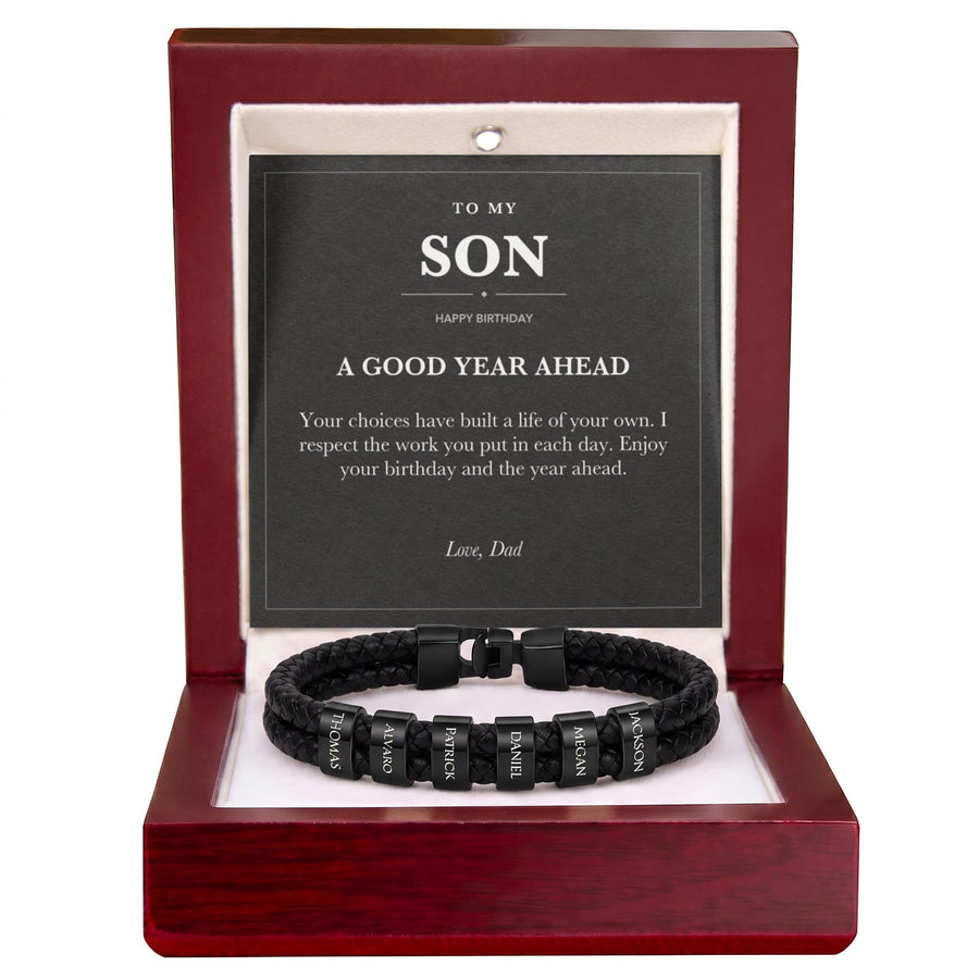 To My Son Birthday Name Bracelet from Dad - A Good Year Ahead