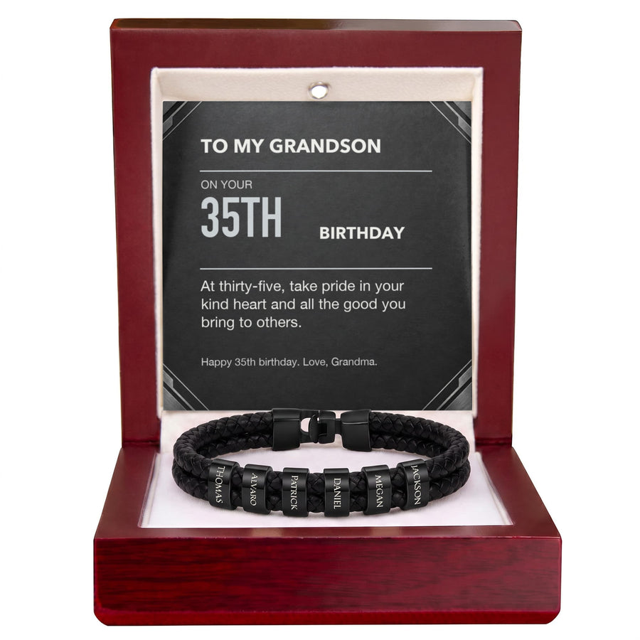 To My Grandson 35th Birthday Men's Personalized Name Bracelet from Grandma