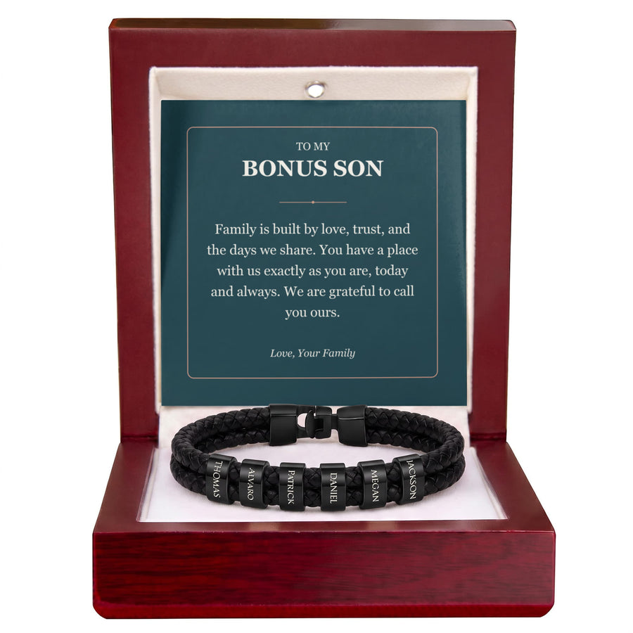 To My Bonus Son, You Belong With Us - Personalized Name Bracelet