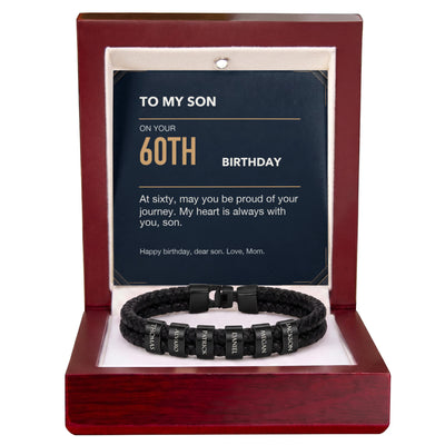 Load image into Gallery viewer, To My Son 60th Birthday Men&amp;#39;s Personalized Name Bracelet from Mom
