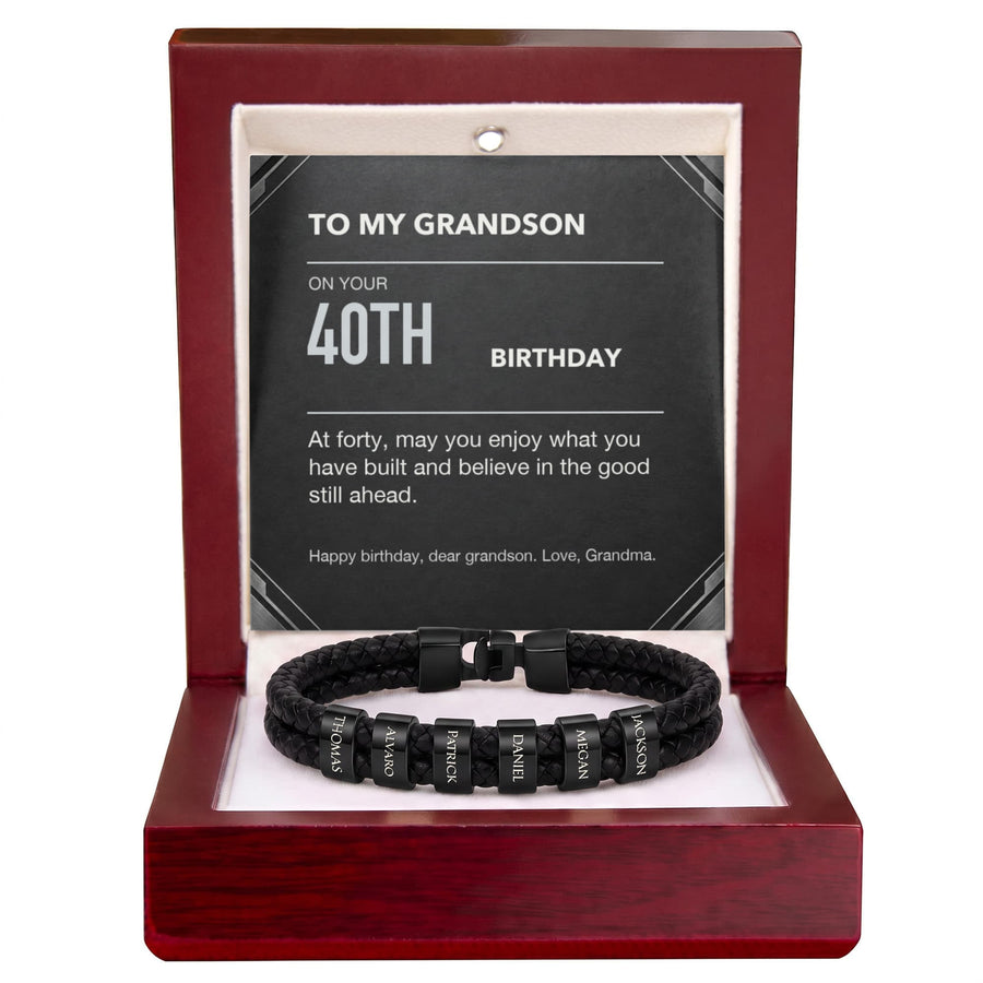 To My Grandson 40th Birthday Men's Personalized Name Bracelet from Grandma