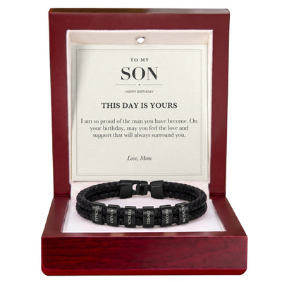 Load image into Gallery viewer, To My Son Birthday Personalized Name Bracelet - This Day Is Yours
