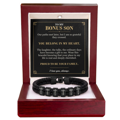 Load image into Gallery viewer, To My Bonus Son, You Belong in My Heart - Personalized Name Bracelet
