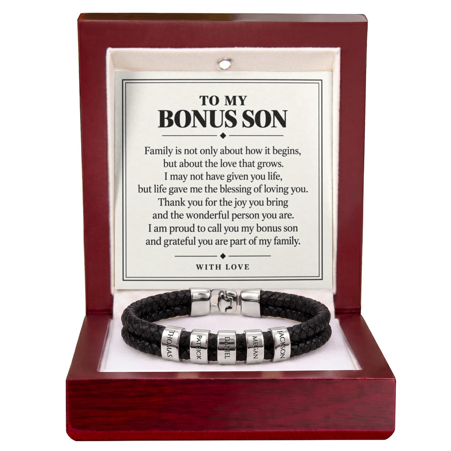 To My Bonus Son Personalized Name Bracelet - The Blessing of Loving You