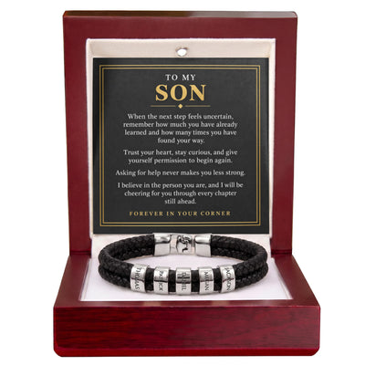 Load image into Gallery viewer, To My Son Personalized Name Bracelet - Forever in Your Corner
