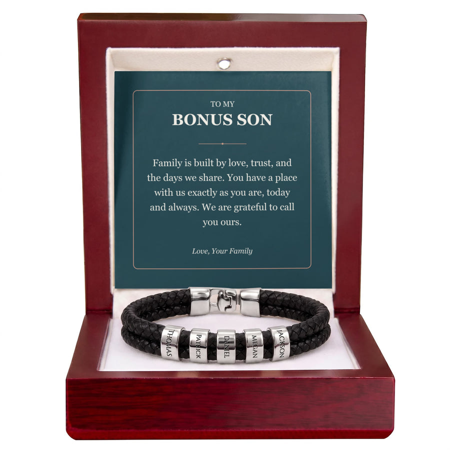 To My Bonus Son, You Belong With Us - Personalized Name Bracelet