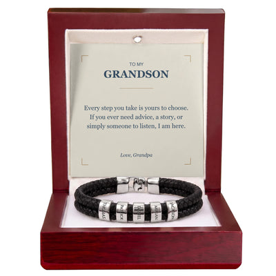 Load image into Gallery viewer, To My Grandson, I Am Here for You - Personalized Name Bracelet
