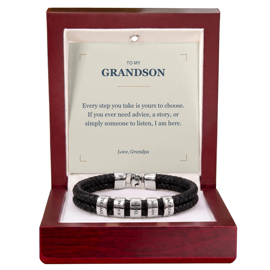 To My Grandson, I Am Here for You - Personalized Name Bracelet