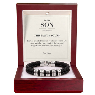 Load image into Gallery viewer, To My Son Birthday Personalized Name Bracelet - This Day Is Yours
