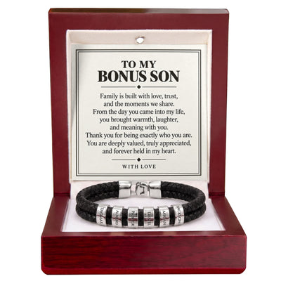 Load image into Gallery viewer, To My Bonus Son Personalized Name Bracelet - Forever Held in My Heart
