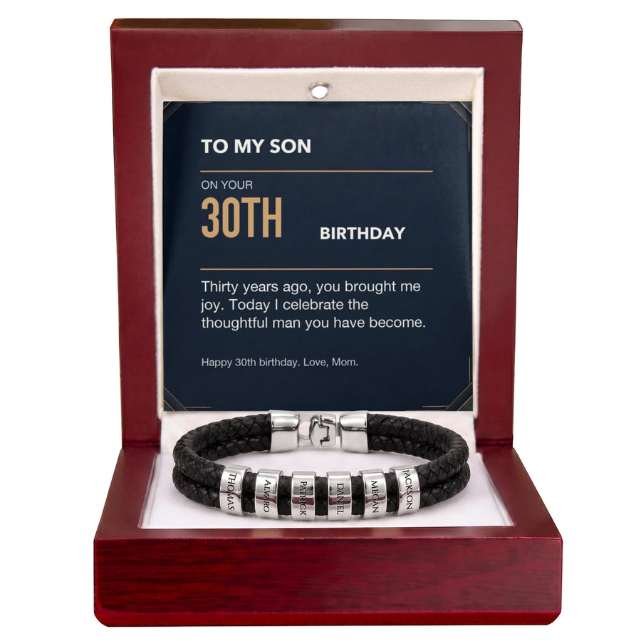 To My Son 30th Birthday Men's Personalized Name Bracelet from Mom
