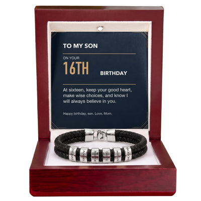 Load image into Gallery viewer, To My Son 16th Birthday Men&amp;#39;s Personalized Name Bracelet from Mom
