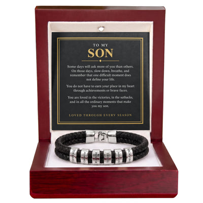 Load image into Gallery viewer, To My Son Personalized Name Bracelet - Loved Through Every Season
