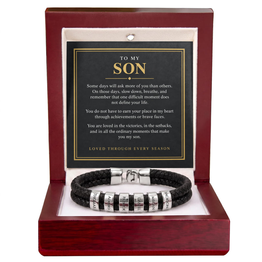 To My Son Personalized Name Bracelet - Loved Through Every Season