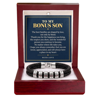Load image into Gallery viewer, To My Bonus Son Personalized Name Bracelet - Shaped by Love, Not Only Blood
