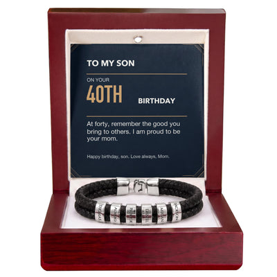 Load image into Gallery viewer, To My Son 40th Birthday Men&amp;#39;s Personalized Name Bracelet from Mom
