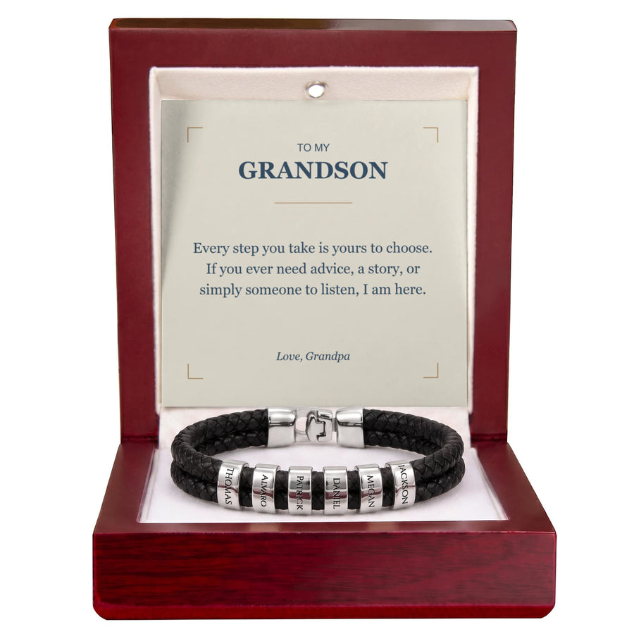 To My Grandson, I Am Here for You - Personalized Name Bracelet