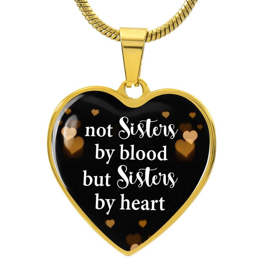 Silver Women Heart Necklace - Not Sister by Blood Snake Chain