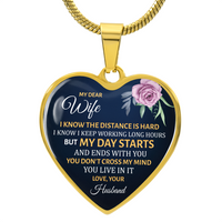 Load image into Gallery viewer, To My Wife Heart Necklace - I Know the Distance Is Hard Snake Chain
