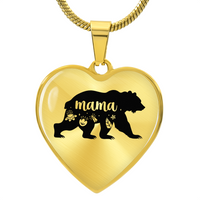 Load image into Gallery viewer, To My Mama Heart Necklace - Mama Bear Snake Chain
