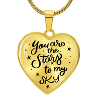 Load image into Gallery viewer, Silver Women Heart Necklace - You Are the Stars to My Sky Snake Chain
