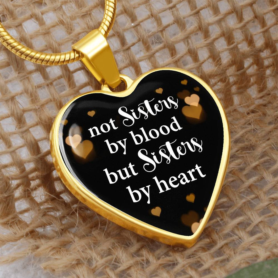 Silver Women Heart Necklace - Not Sister by Blood Snake Chain