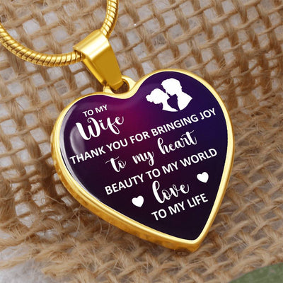 Load image into Gallery viewer, To My Wife Heart Necklace - Thank You for Bringing Snake Chain
