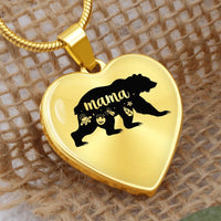 Load image into Gallery viewer, To My Mama Heart Necklace - Mama Bear Snake Chain
