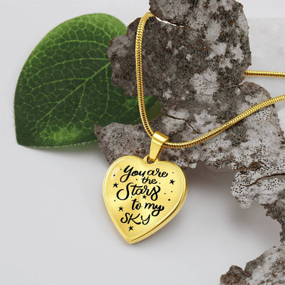 Load image into Gallery viewer, Silver Women Heart Necklace - You Are the Stars to My Sky Snake Chain

