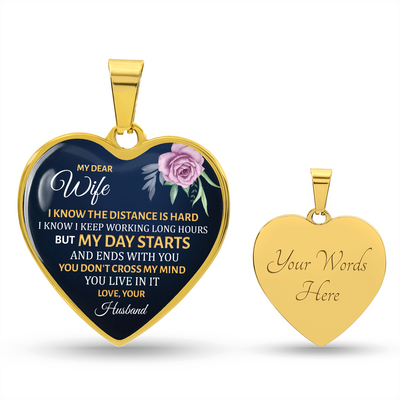 Load image into Gallery viewer, To My Wife Heart Necklace - I Know the Distance Is Hard Snake Chain
