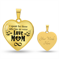 Load image into Gallery viewer, To My Mom Heart Necklace - I Speak for Those Snake Chain
