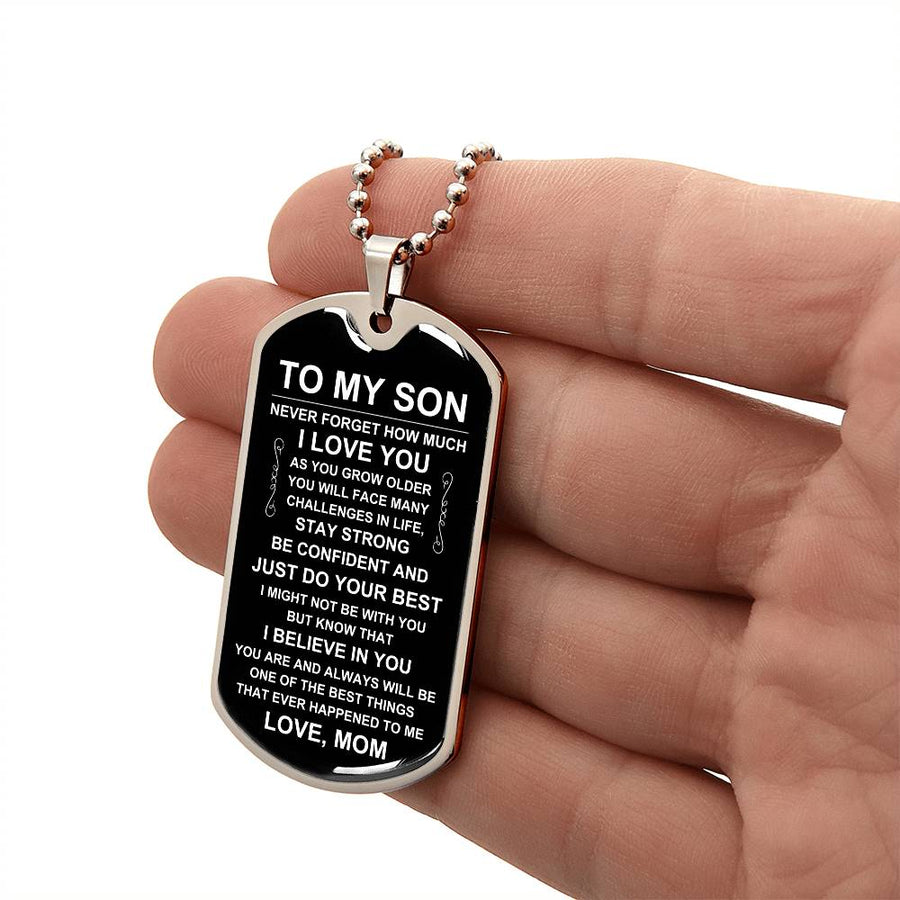 Personalized Necklace for Son from Mom, Mother to Son Dog Tag Necklace