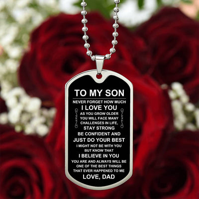 Load image into Gallery viewer, Personalized Necklace for Son from Dad, Father to Son Dog Tag Necklace

