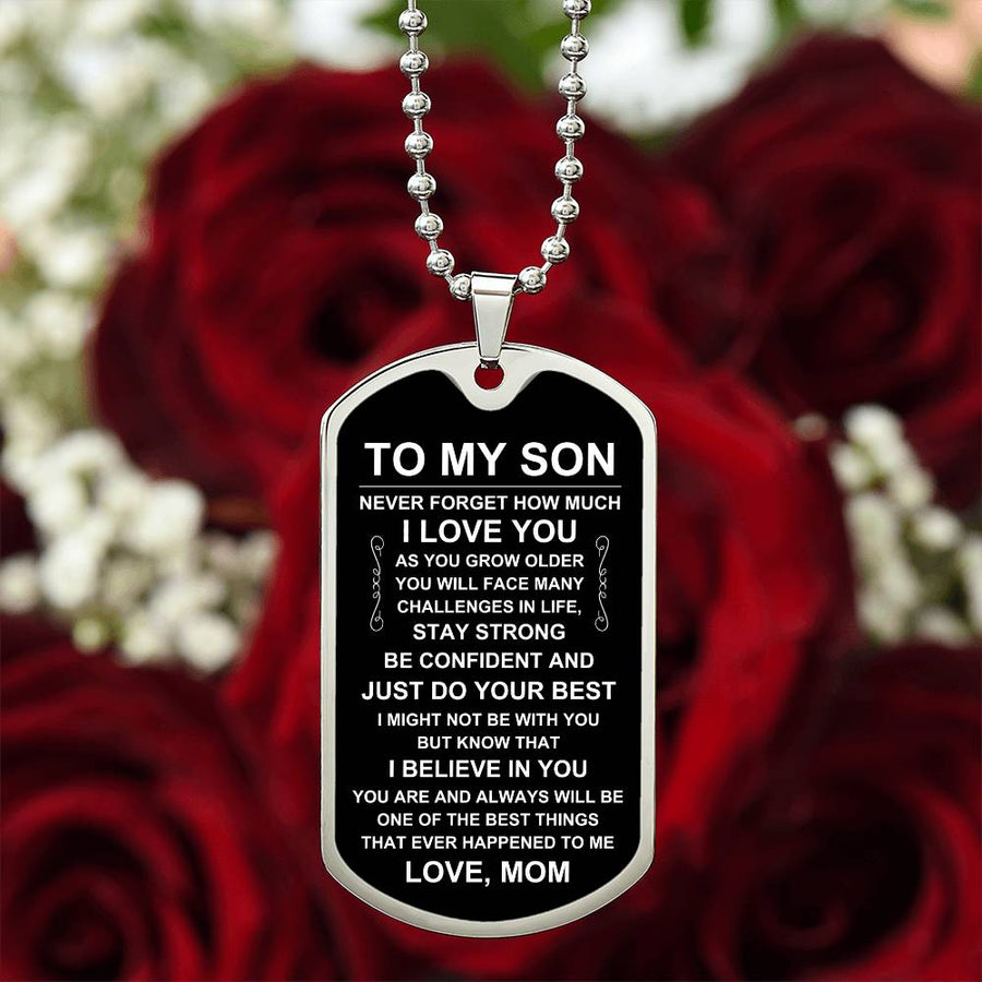 Personalized Necklace for Son from Mom, Mother to Son Dog Tag Necklace