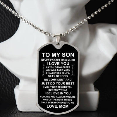 Load image into Gallery viewer, Personalized Necklace for Son from Mom, Mother to Son Dog Tag Necklace
