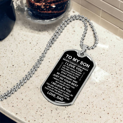 Load image into Gallery viewer, Personalized Necklace for Son from Dad, Father to Son Dog Tag Necklace
