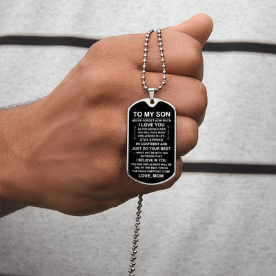 Load image into Gallery viewer, Personalized Necklace for Son from Mom, Mother to Son Dog Tag Necklace
