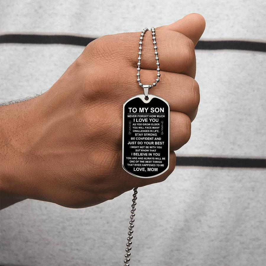 Personalized Necklace for Son from Mom, Mother to Son Dog Tag Necklace