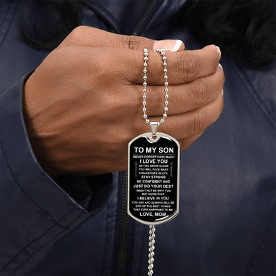 Load image into Gallery viewer, Personalized Necklace for Son from Mom, Mother to Son Dog Tag Necklace
