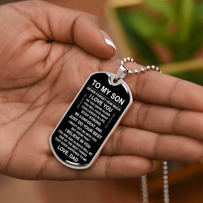 Load image into Gallery viewer, Personalized Necklace for Son from Dad, Father to Son Dog Tag Necklace
