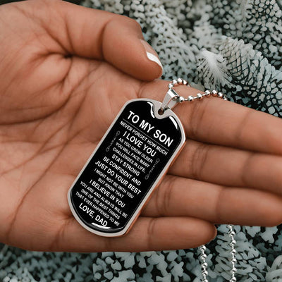 Load image into Gallery viewer, Personalized Necklace for Son from Dad, Father to Son Dog Tag Necklace
