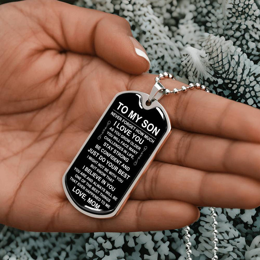 Personalized Necklace for Son from Mom, Mother to Son Dog Tag Necklace