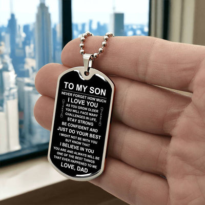 Load image into Gallery viewer, Personalized Necklace for Son from Dad, Father to Son Dog Tag Necklace
