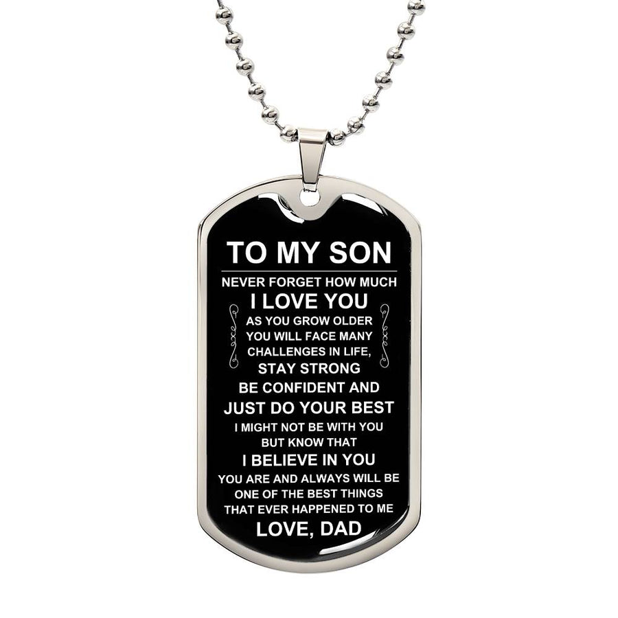Personalized Necklace for Son from Dad, Father to Son Dog Tag Necklace