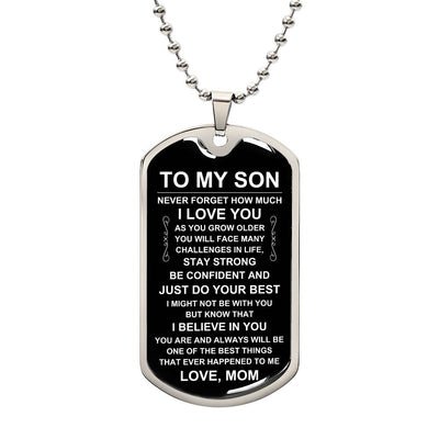 Load image into Gallery viewer, Personalized Necklace for Son from Mom, Mother to Son Dog Tag Necklace
