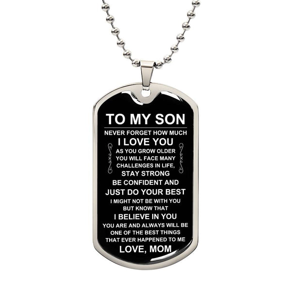 Personalized Necklace for Son from Mom, Mother to Son Dog Tag Necklace