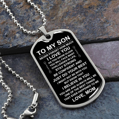Load image into Gallery viewer, Personalized Necklace for Son from Mom, Mother to Son Dog Tag Necklace
