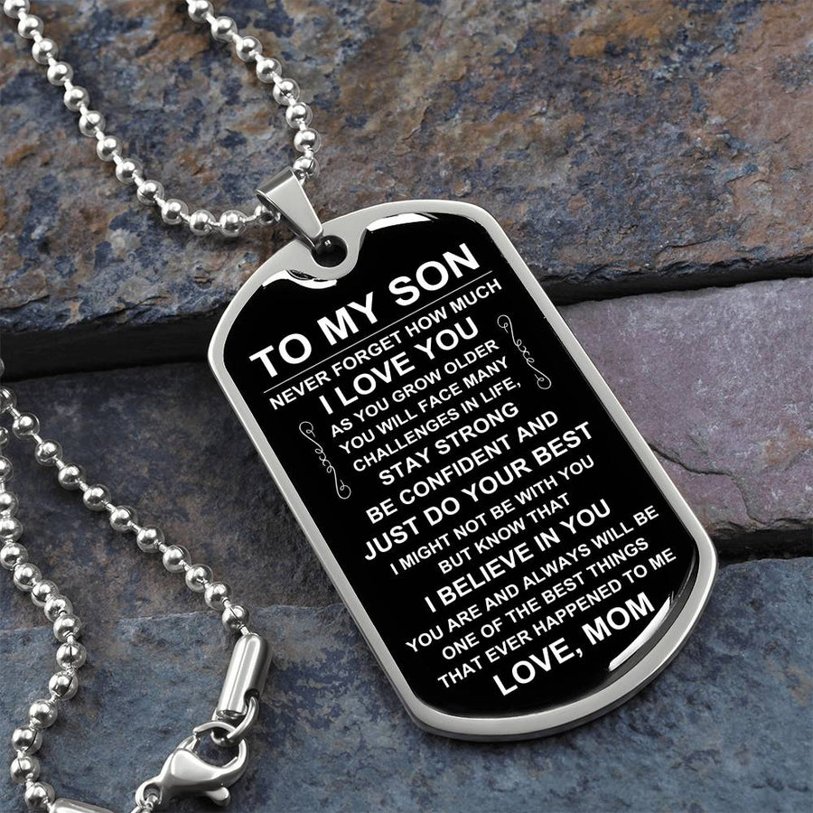 Personalized Necklace for Son from Mom, Mother to Son Dog Tag Necklace